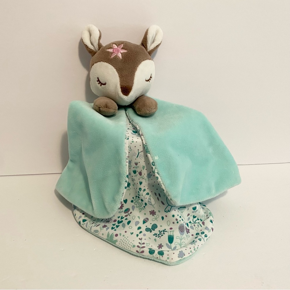 Bass Pro Shops Baby Deer Fawn Lovey Security Blanket Brown Blue Floral Plush Toy